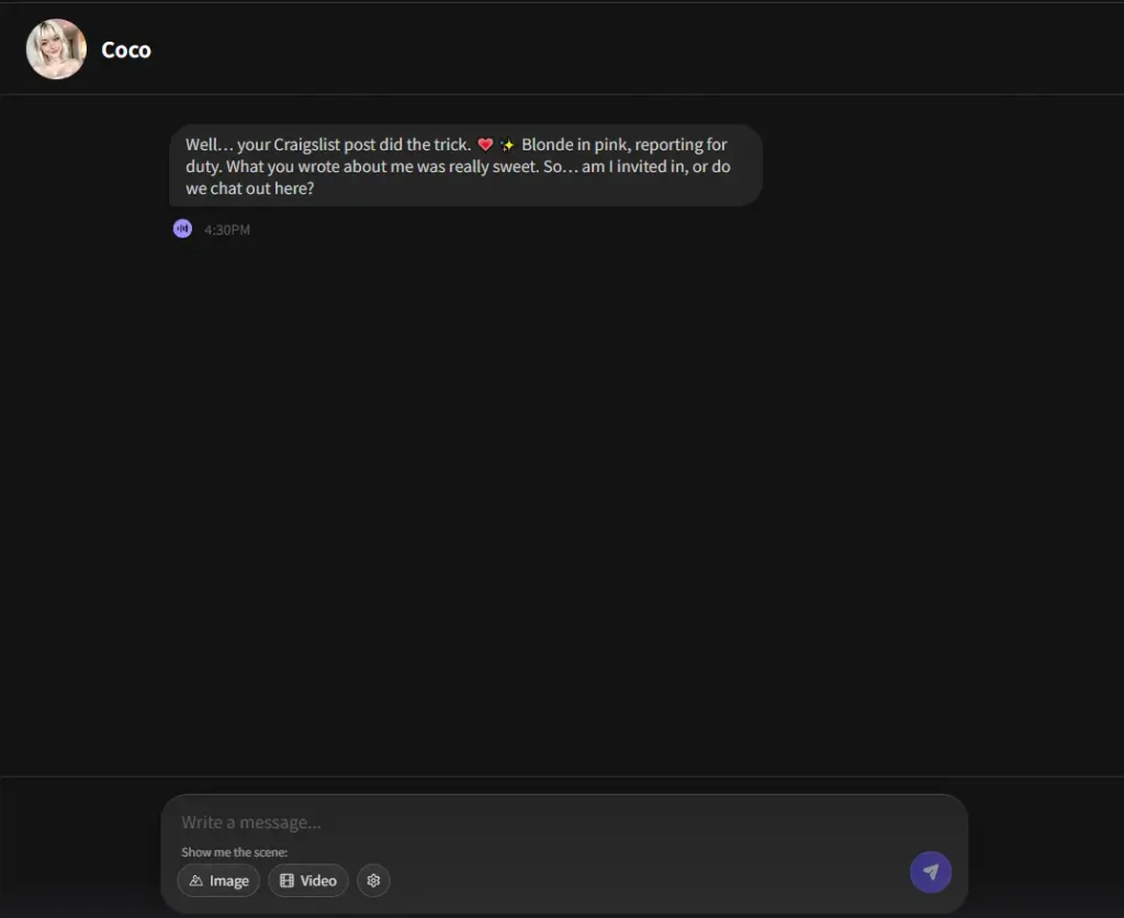 Candy.ai voice chat interface showcasing audio features