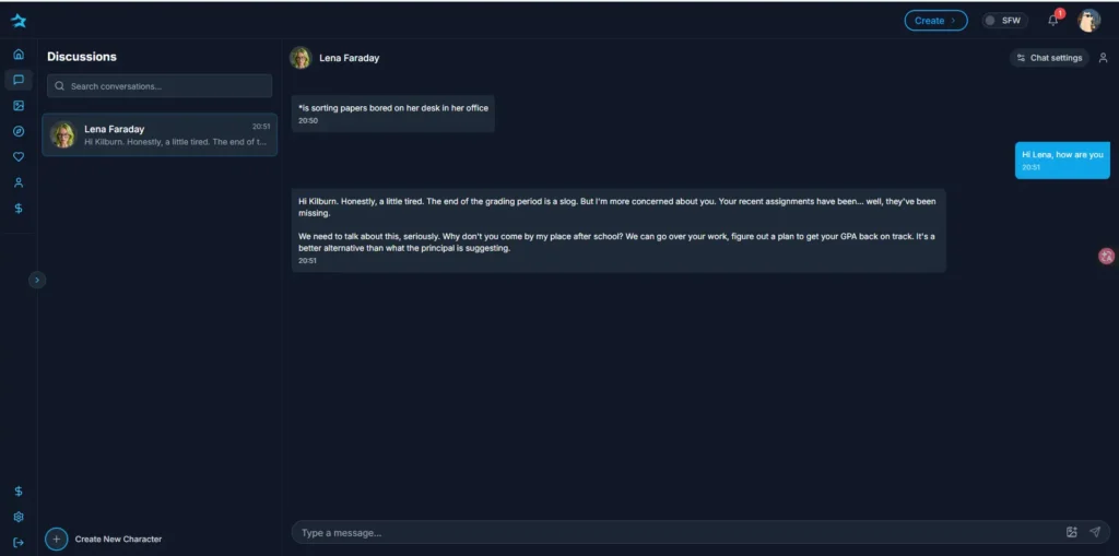 DarLink AI visual-first chat interface with premium audio features