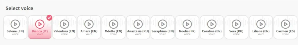 DreamGF.ai voice customization panel showing interactive audio settings