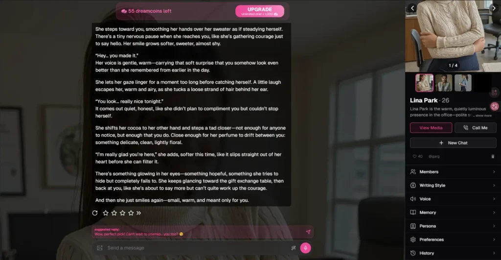 OurDream.ai roleplay interface featuring deep storyline voice interactions